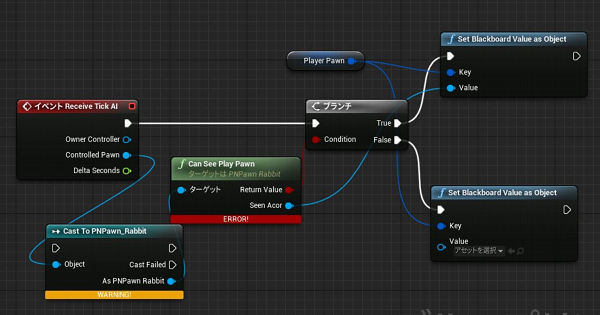 キャストノード[Cast To PAPawn_Rabbit]に[WARNNIG!]エラー発生